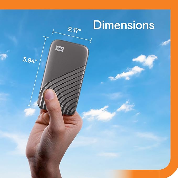 WD 1To My Passport SSD, Disque SSD externe, Portable SSD, des vitesses allant jusqu'à 1050 Mo/s en lecture, 1000 Mo/s en écriture, USB-C, compatibilité avec PC, Xbox et Playstation, Gris sidéral